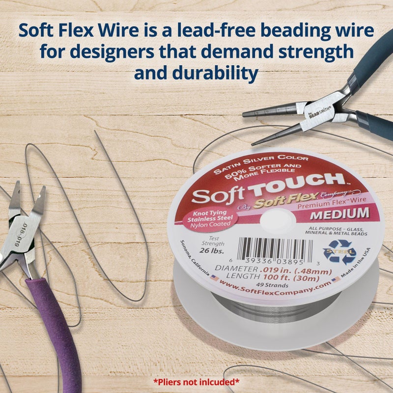 Soft Flex 49 Strand Stringing Wire - Flexible Braided - Medium 0.19 Diameter - Jewelry Making Bead Wire - Satin Silver - Image 5
